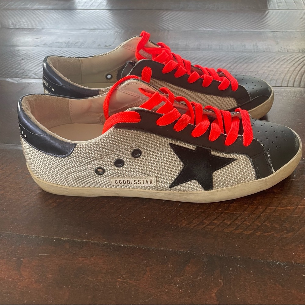 Golden Goose‎ Superstar Sneakers Mesh and Leather size 42/US 12 Orange Black - Picture 3 of 14